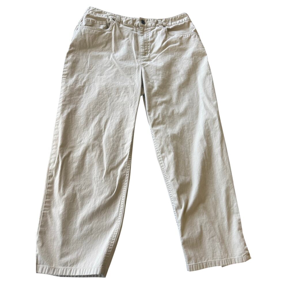 Talbots Women Stretch Crop Pants 10 Khaki Straight Casual Everyday Comfort Comfy